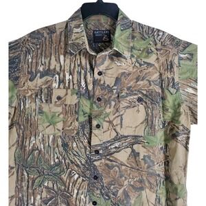 Vtg 90s Rattlers Brand Realtree Camo Shirt Men XL Green Brown SS Button USA Made
